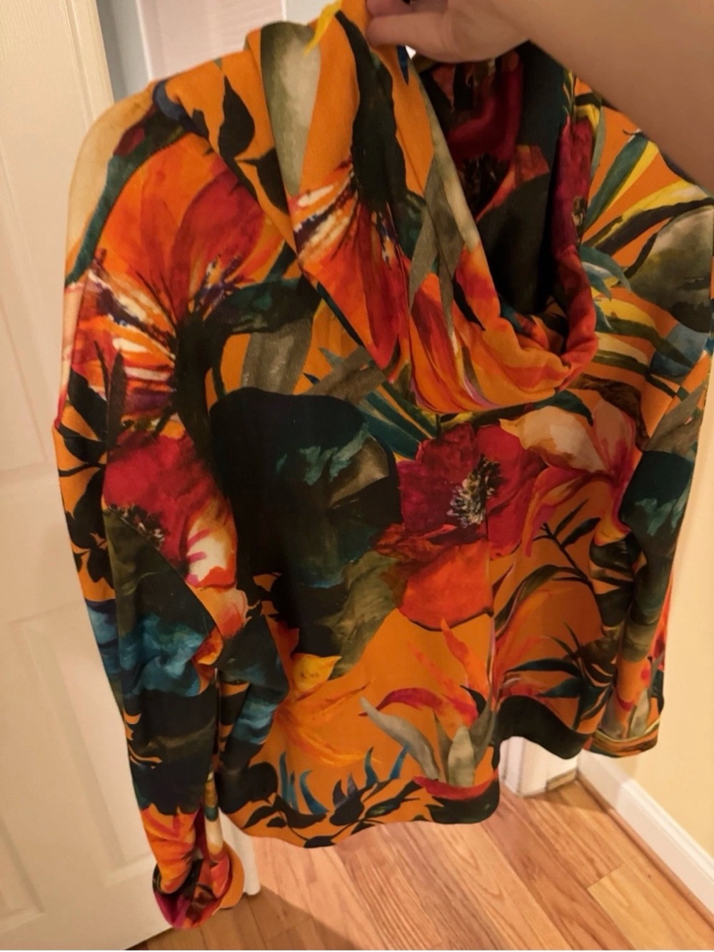 Ralph Lauren Purple Label Men's Zip-Up Sweater in Bold Orange Floral